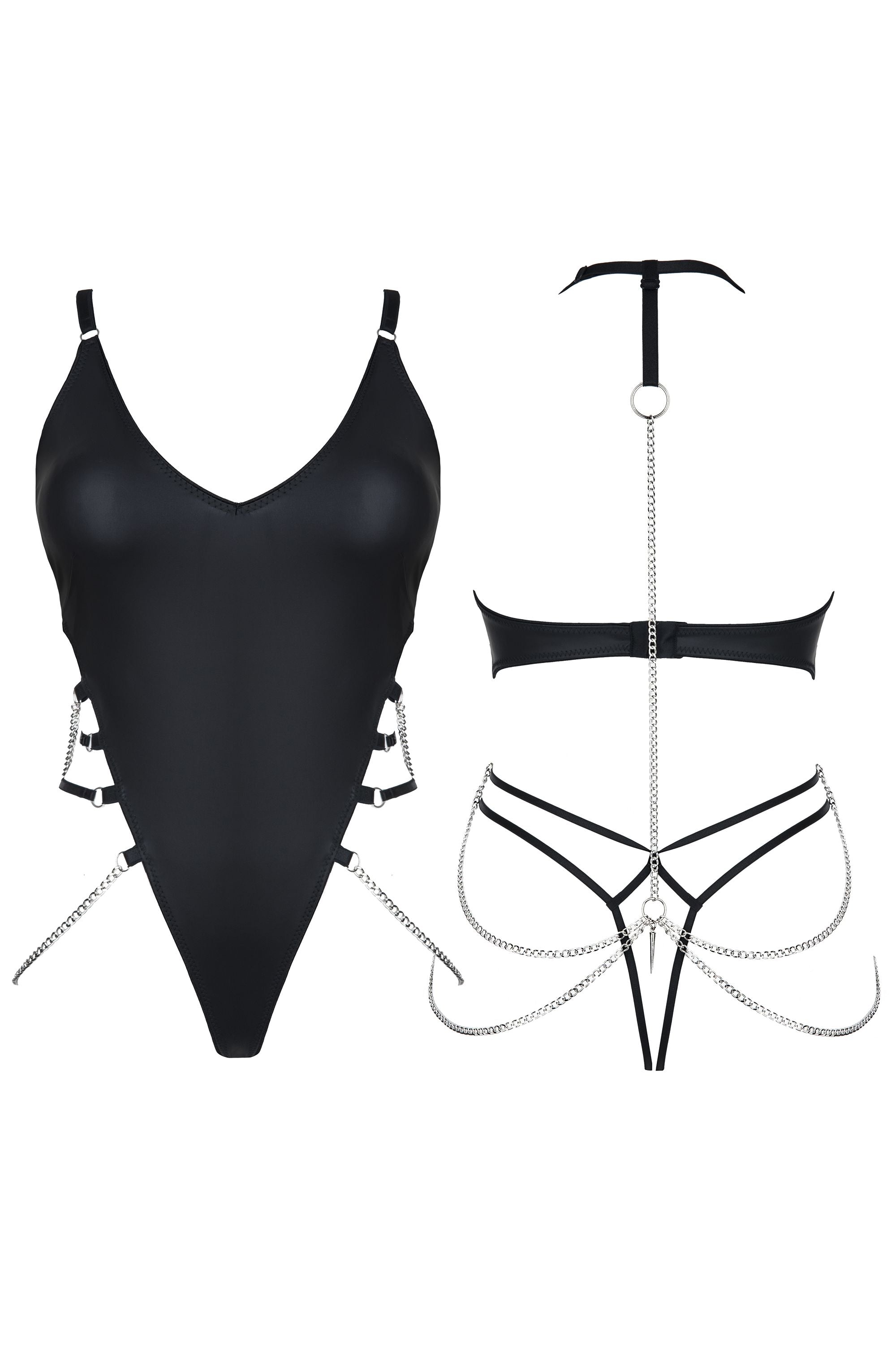 schwarzer Ketten-Body DDLitai001 - XXL-8